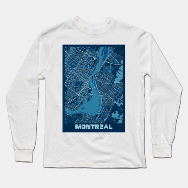 Montreal - Canada Peace City Map Long Sleeve T-Shirt by tienstencil